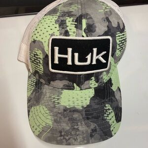 Huk Performance Fishing Camo Trucker Hat Neon Green Snapback